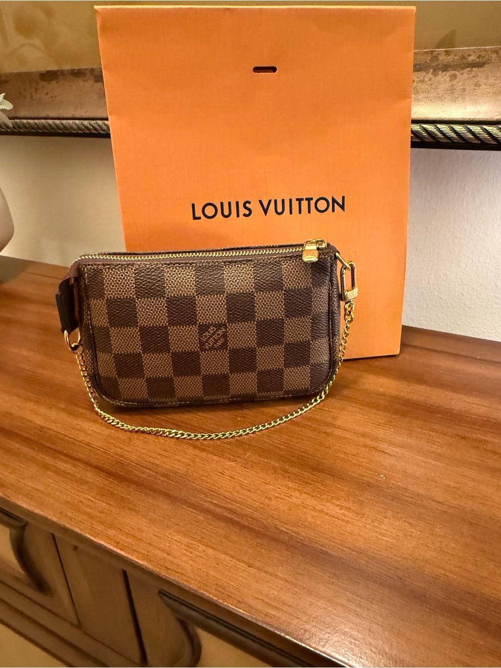 Louis Vuitton Brown Damier Mini Pochette 💯 authentic